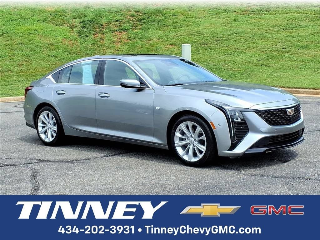 2025 Cadillac CT5 Premium Luxury in Argent Silver Metallic — front three-quarter view