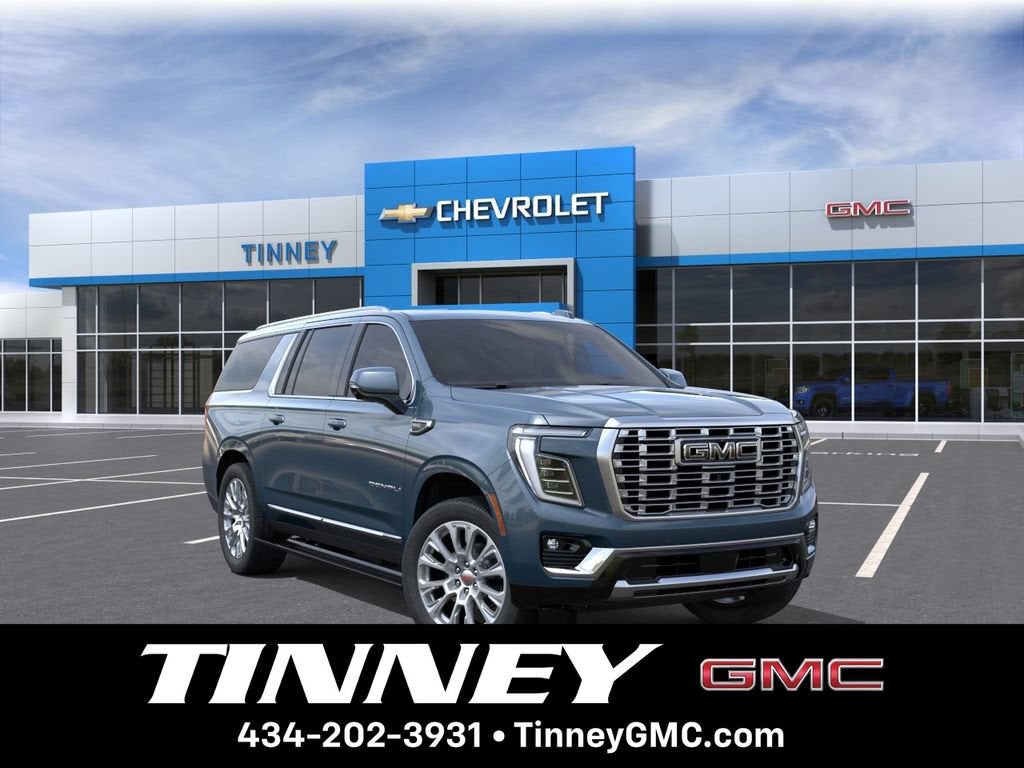 2026 GMC Yukon XL Denali in Downpour Metallic — front three-quarter view