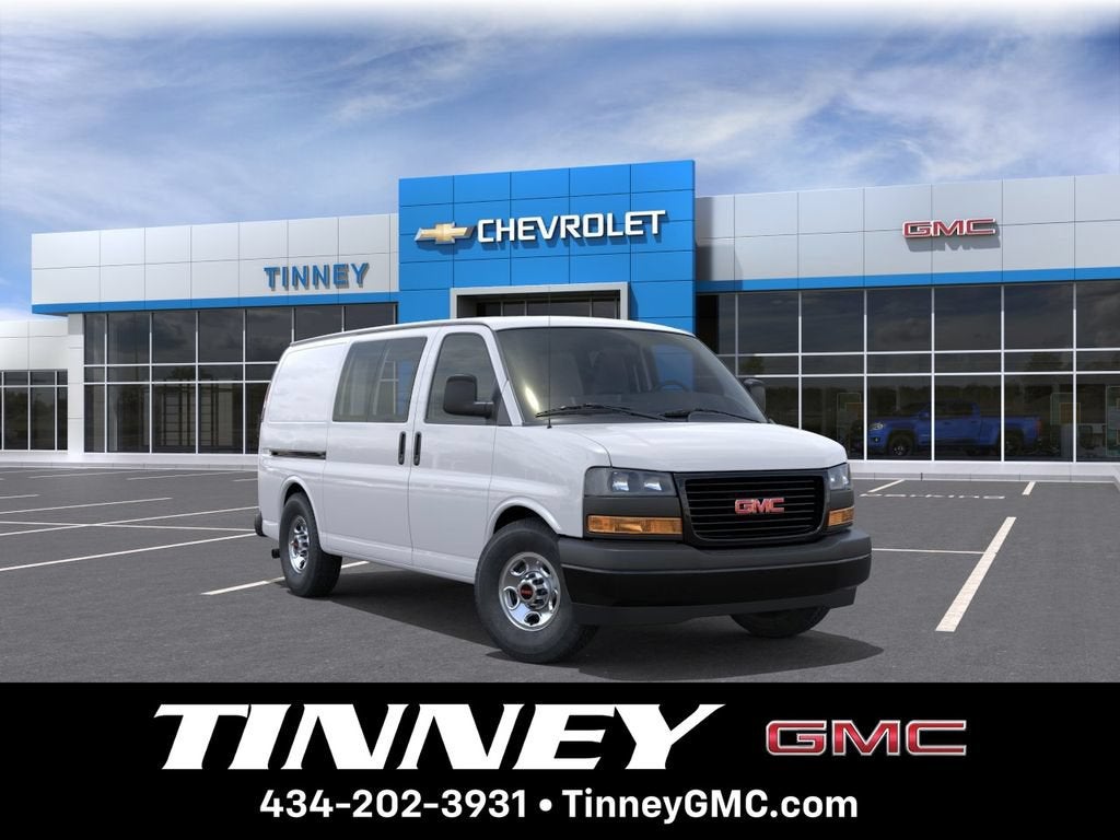 2026 GMC Savana Cargo Work Van in Summit White — front three-quarter view