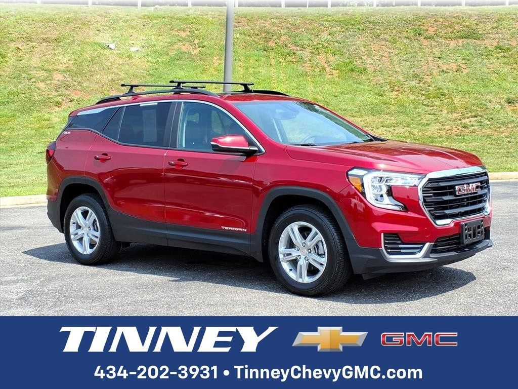 2024 GMC Terrain SLE in Volcanic Red Tintcoat — front three-quarter view