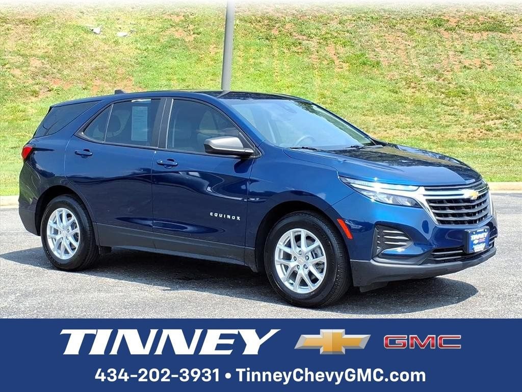 2022 Chevrolet Equinox LS in Blue Glow Metallic — front three-quarter view